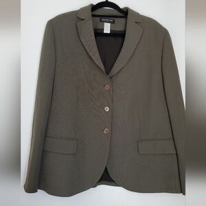 Jones New York Flattering Women's Khaki Textured Blazer, High Quality, 18-20